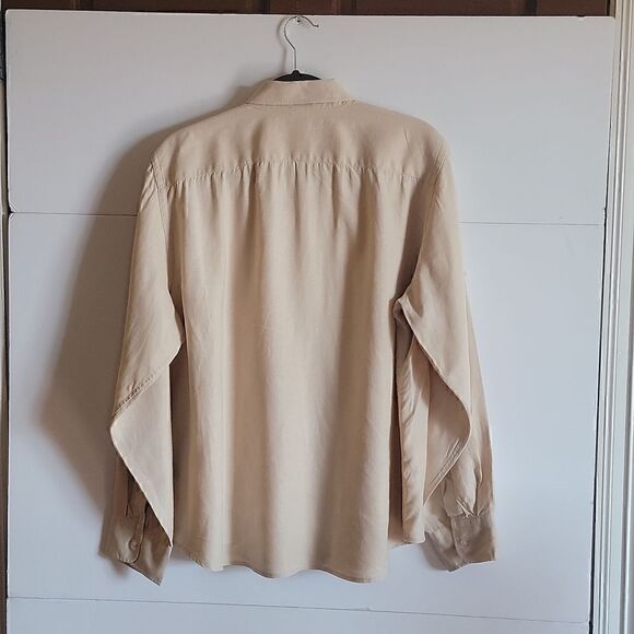 Ralph Lauren Linen Plus Size XL Tan Colored Roll Tab Sleeve, Collared - Picture 2 of 6